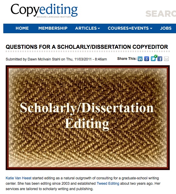 Questions for a Scholarly/Dissertation Editor